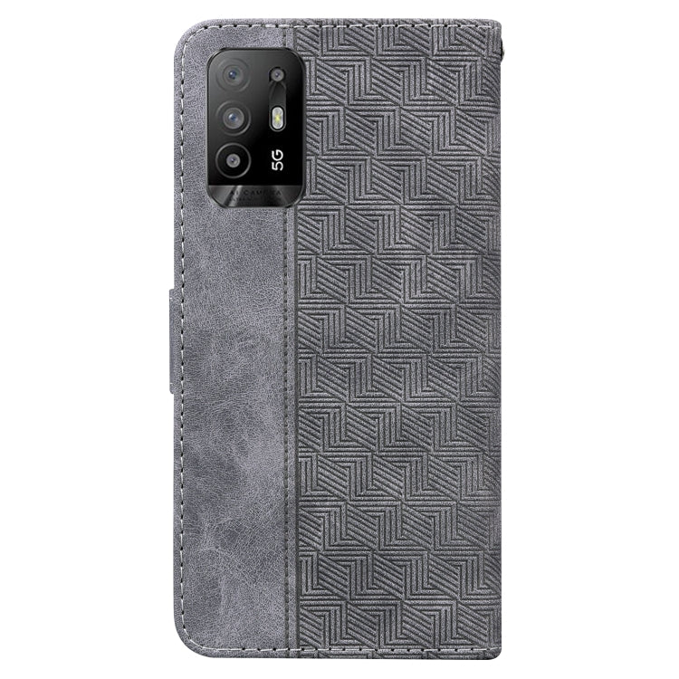 For OPPO A94 5G / F19 Pro+ 5G / Reno5 Z Geometric Embossed Leather Phone Case