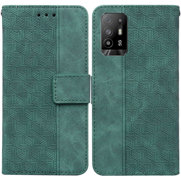 For OPPO A94 5G / F19 Pro+ 5G / Reno5 Z Geometric Embossed Leather Phone Case