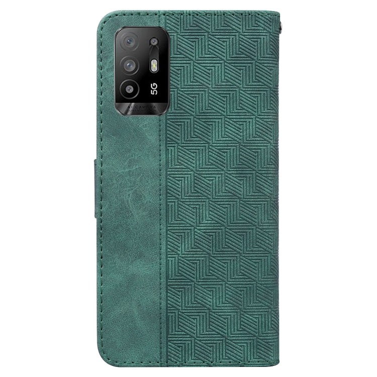 For OPPO A94 5G / F19 Pro+ 5G / Reno5 Z Geometric Embossed Leather Phone Case