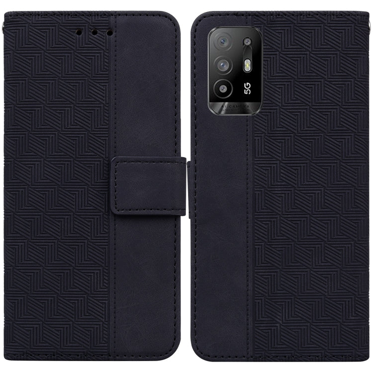 For OPPO A94 5G / F19 Pro+ 5G / Reno5 Z Geometric Embossed Leather Phone Case