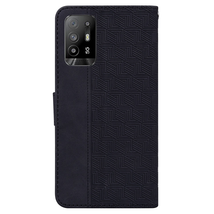 For OPPO A94 5G / F19 Pro+ 5G / Reno5 Z Geometric Embossed Leather Phone Case
