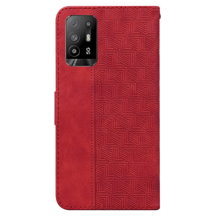 For OPPO A94 5G / F19 Pro+ 5G / Reno5 Z Geometric Embossed Leather Phone Case