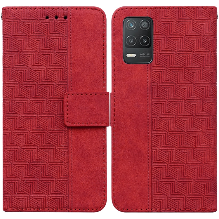 For OPPO Realme 8 5G / Realme V13 5G Geometric Embossed Leather Phone Case
