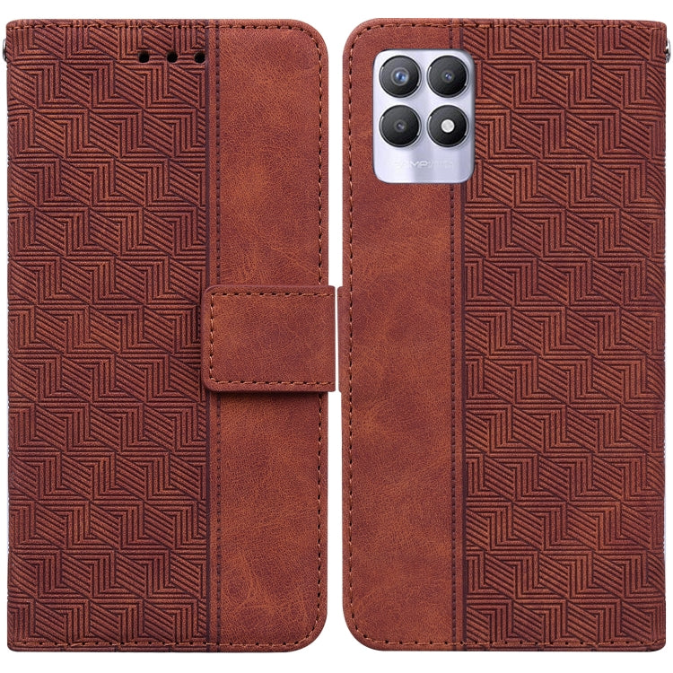 For OPPO Realme 8i Geometric Embossed Leather Phone Case