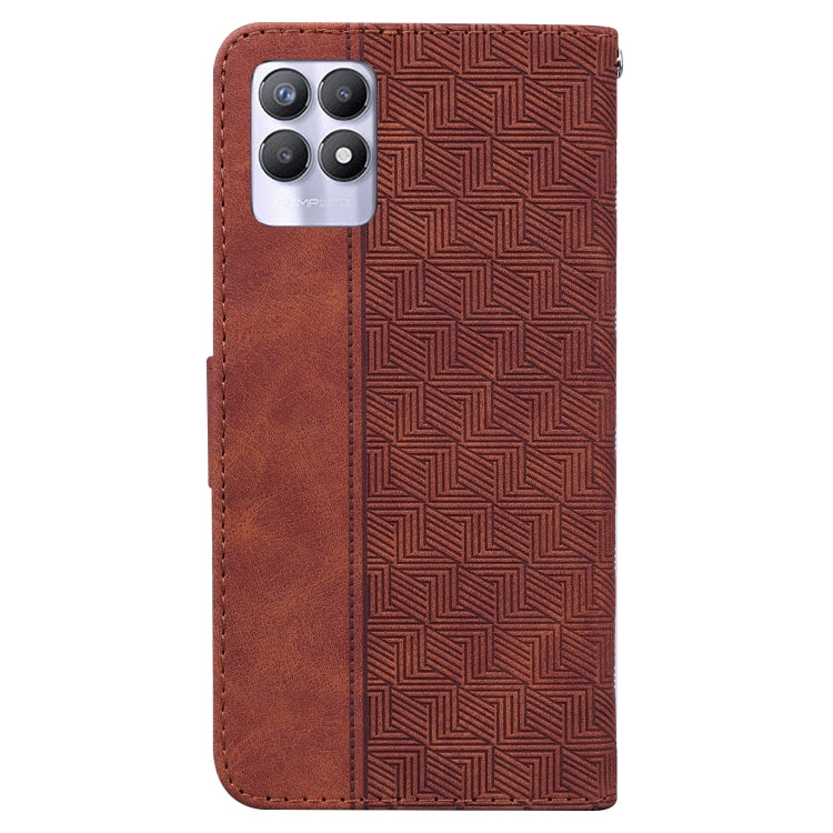 For OPPO Realme 8i Geometric Embossed Leather Phone Case