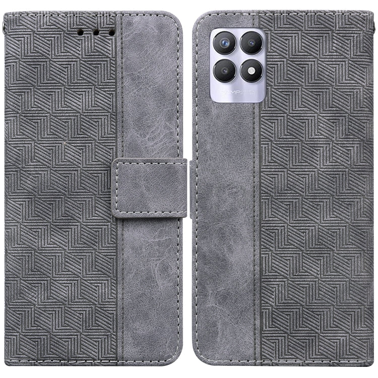 For OPPO Realme 8i Geometric Embossed Leather Phone Case