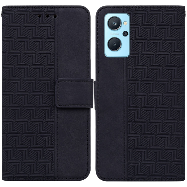 For OPPO Realme 9i / A76 4G / A36 Geometric Embossed Leather Phone Case
