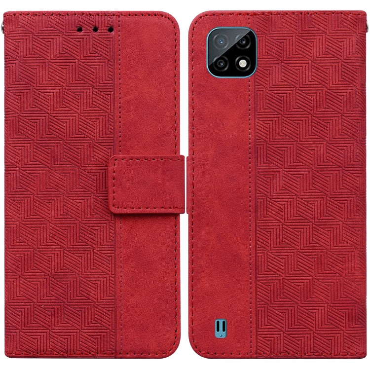 For OPPO Realme C20 / C11 2021 Geometric Embossed Leather Phone Case