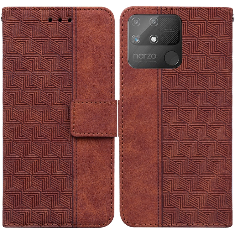 For OPPO Realme Narzo 50A Geometric Embossed Leather Phone Case
