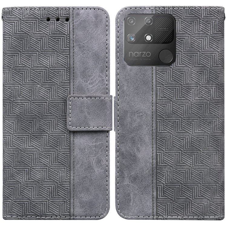 For OPPO Realme Narzo 50A Geometric Embossed Leather Phone Case