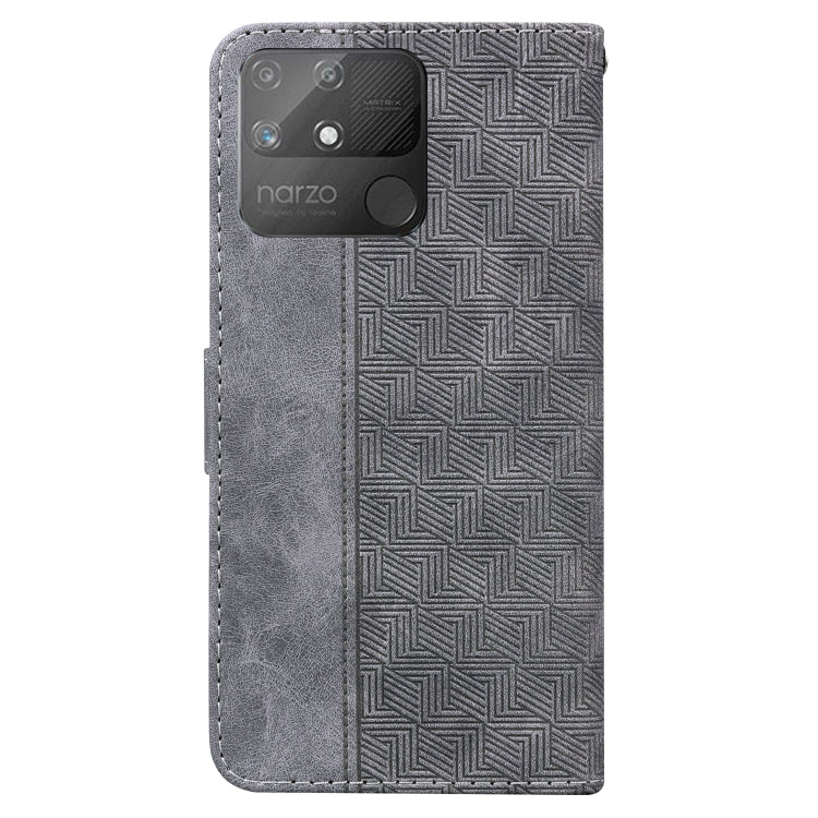 For OPPO Realme Narzo 50A Geometric Embossed Leather Phone Case