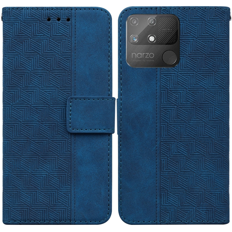For OPPO Realme Narzo 50A Geometric Embossed Leather Phone Case