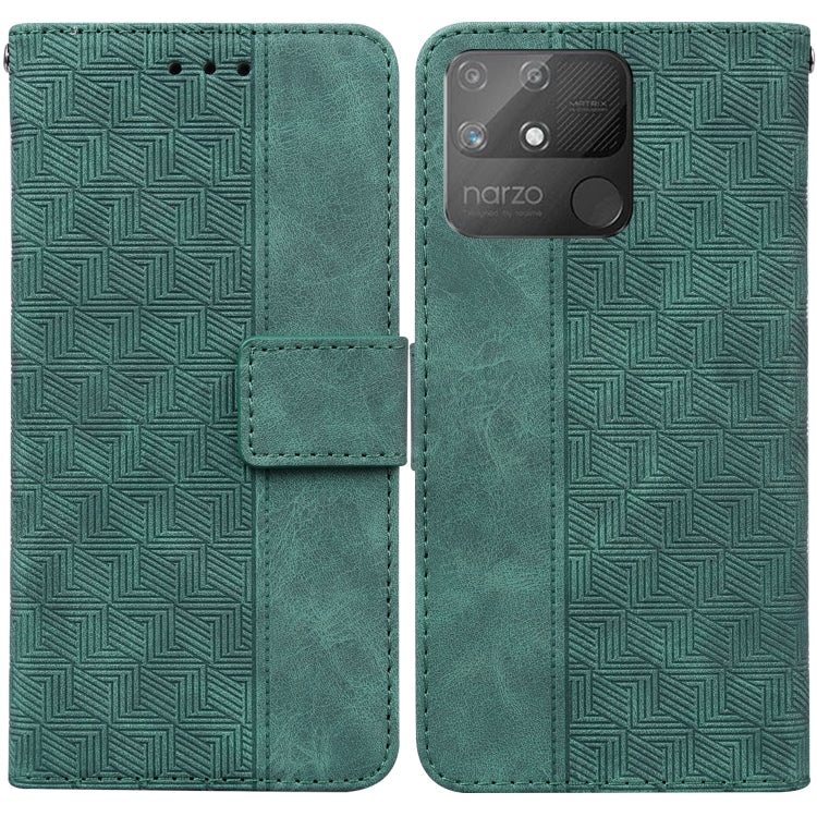 For OPPO Realme Narzo 50A Geometric Embossed Leather Phone Case