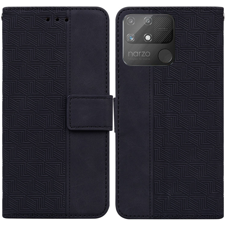 For OPPO Realme Narzo 50A Geometric Embossed Leather Phone Case