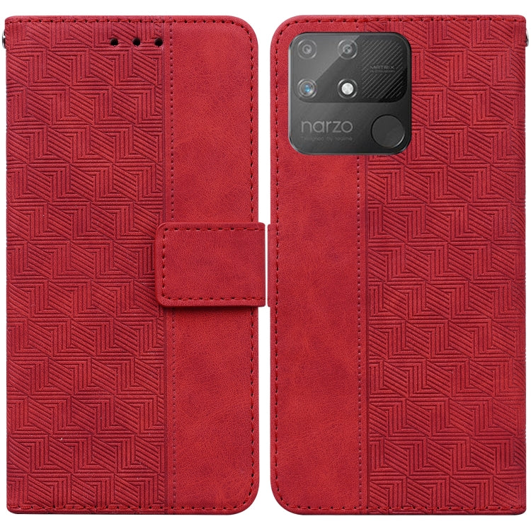 For OPPO Realme Narzo 50A Geometric Embossed Leather Phone Case