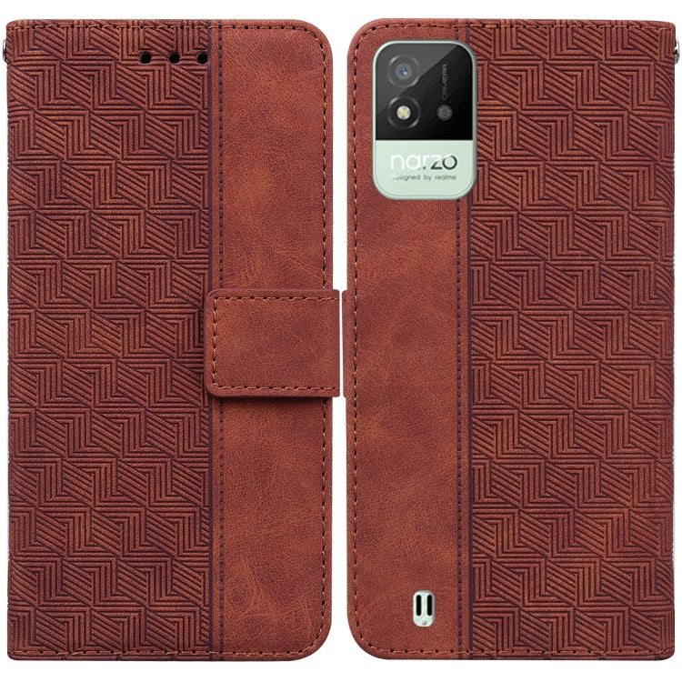 For OPPO Realme Narzo 50i Geometric Embossed Leather Phone Case