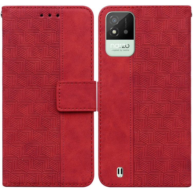 For OPPO Realme Narzo 50i Geometric Embossed Leather Phone Case