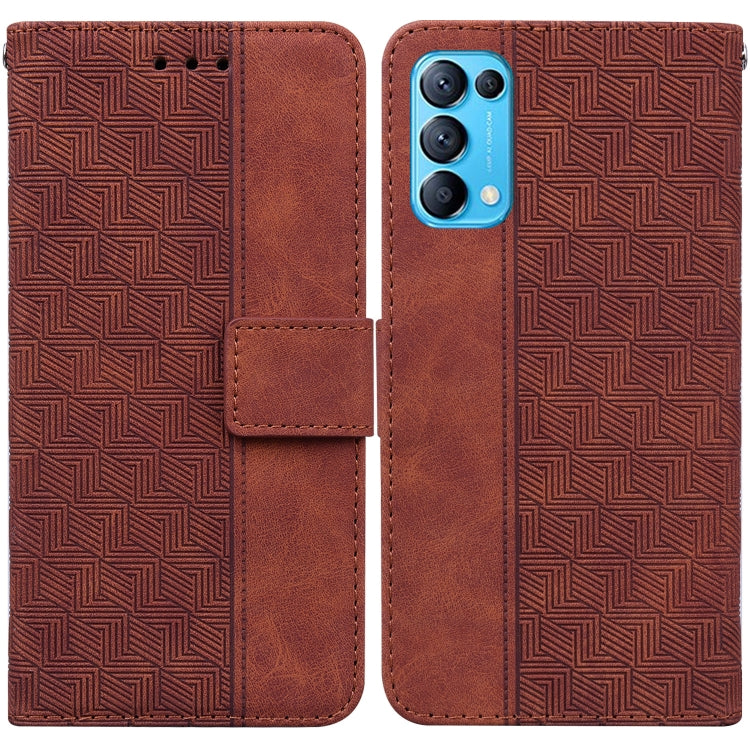 For OPPO Reno5 5G / 4G / Find X3 Lite Geometric Embossed Leather Phone Case