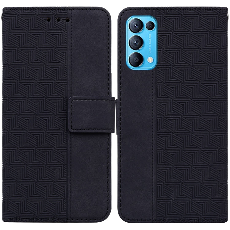 For OPPO Reno5 5G / 4G / Find X3 Lite Geometric Embossed Leather Phone Case