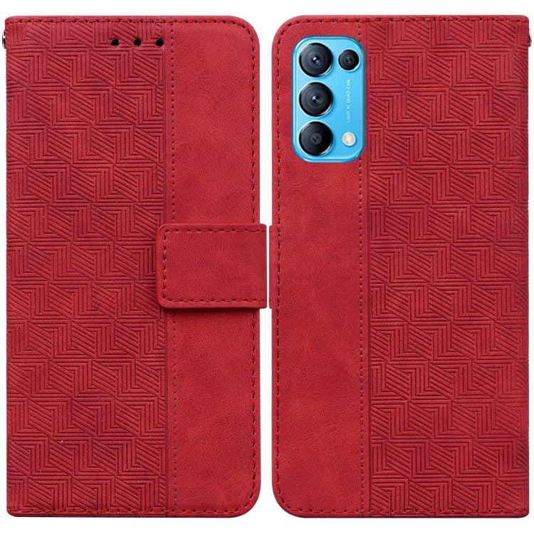 For OPPO Reno5 5G / 4G / Find X3 Lite Geometric Embossed Leather Phone Case
