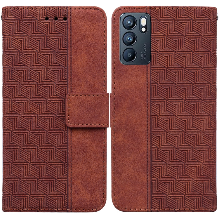 For OPPO Reno6 5G Geometric Embossed Leather Phone Case