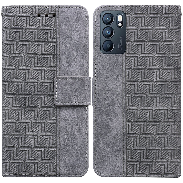 For OPPO Reno6 5G Geometric Embossed Leather Phone Case