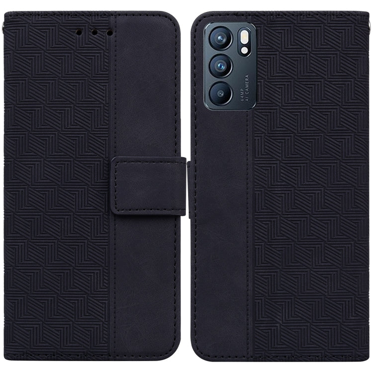 For OPPO Reno6 5G Geometric Embossed Leather Phone Case