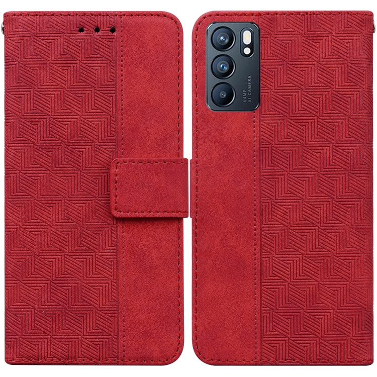 For OPPO Reno6 5G Geometric Embossed Leather Phone Case