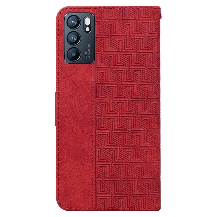 For OPPO Reno6 5G Geometric Embossed Leather Phone Case