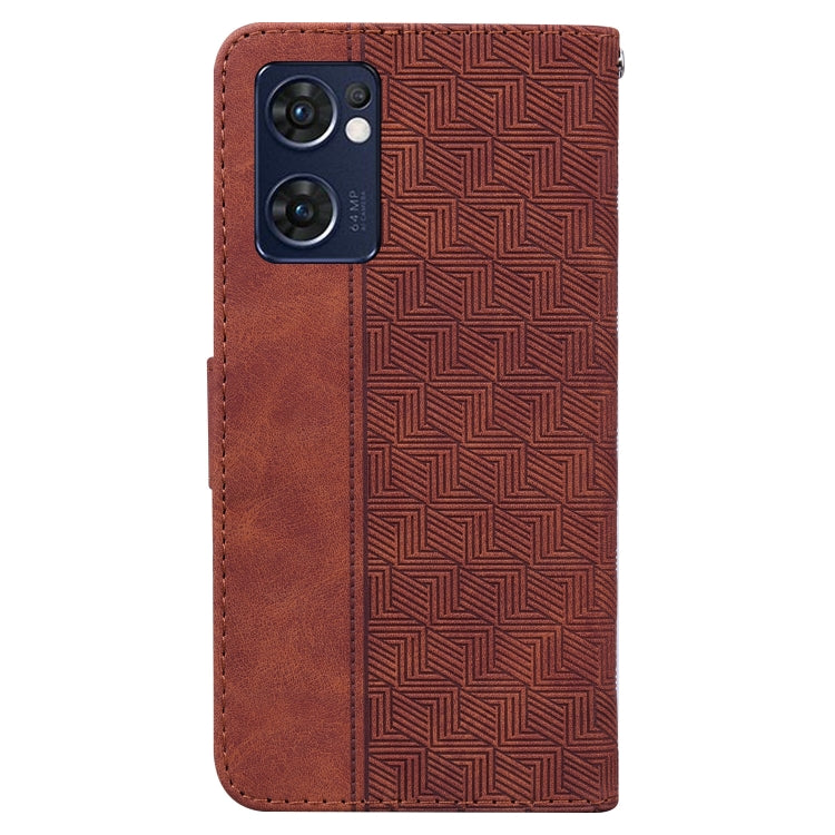 For OPPO Reno7 5G / Find X5 Lite Geometric Embossed Leather Phone Case