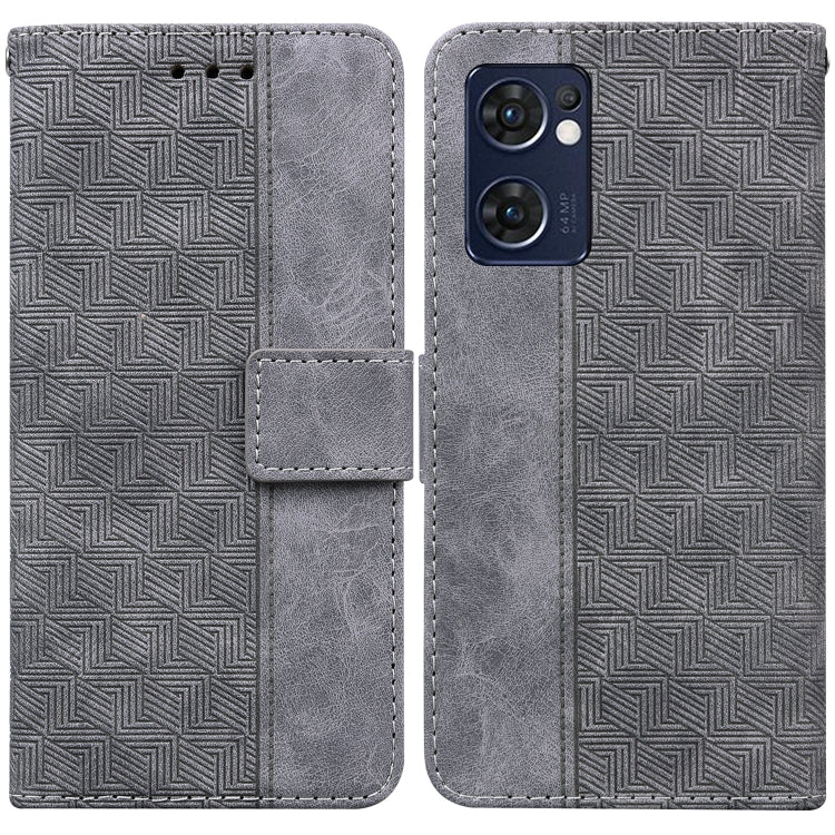 For OPPO Reno7 5G / Find X5 Lite Geometric Embossed Leather Phone Case