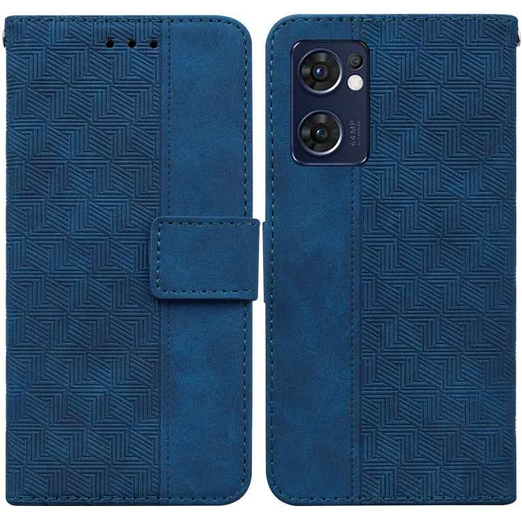 For OPPO Reno7 5G / Find X5 Lite Geometric Embossed Leather Phone Case