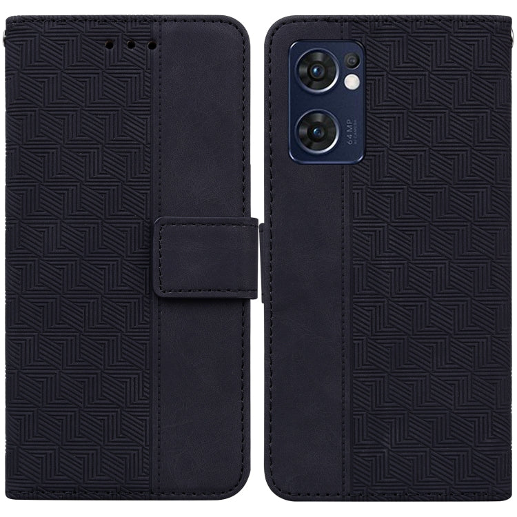 For OPPO Reno7 5G / Find X5 Lite Geometric Embossed Leather Phone Case