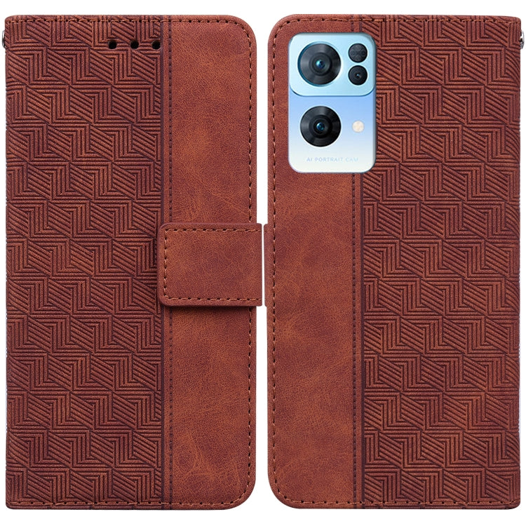 For OPPO Reno7 Pro 5G Geometric Embossed Leather Phone Case