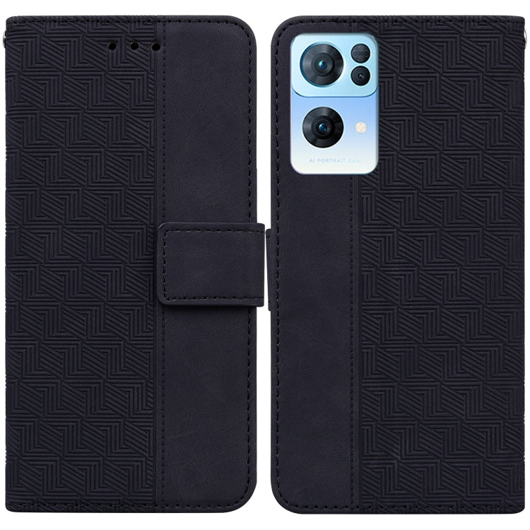 For OPPO Reno7 Pro 5G Geometric Embossed Leather Phone Case