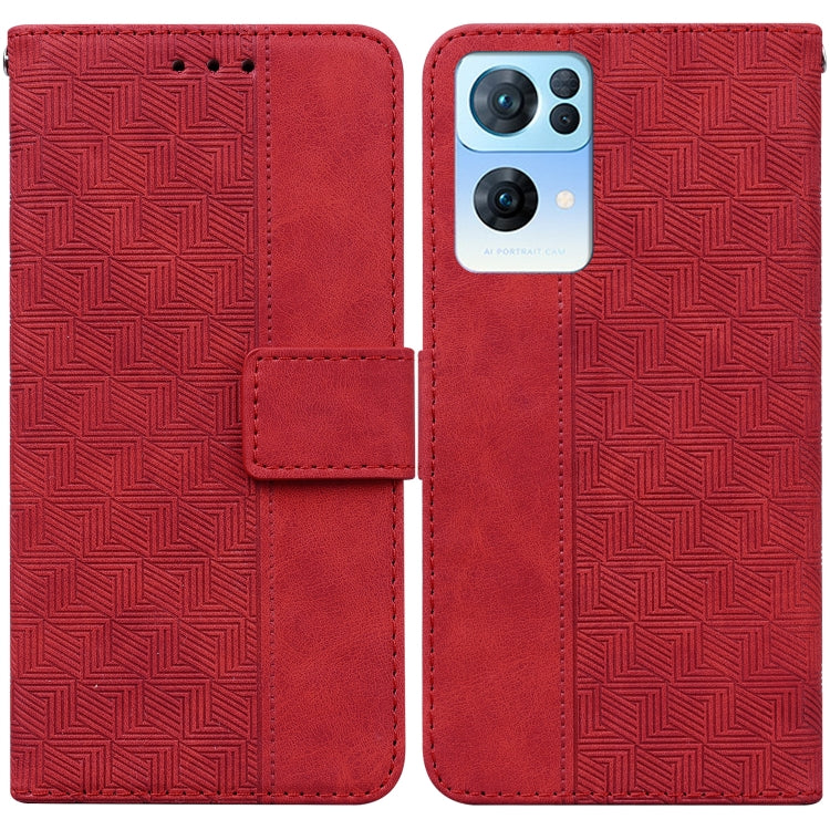 For OPPO Reno7 Pro 5G Geometric Embossed Leather Phone Case