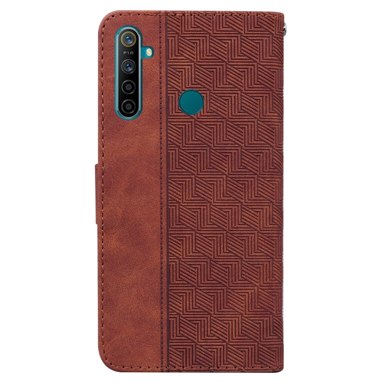 For OPPO Realme 5 / 5s / 6i Geometric Embossed Leather Phone Case
