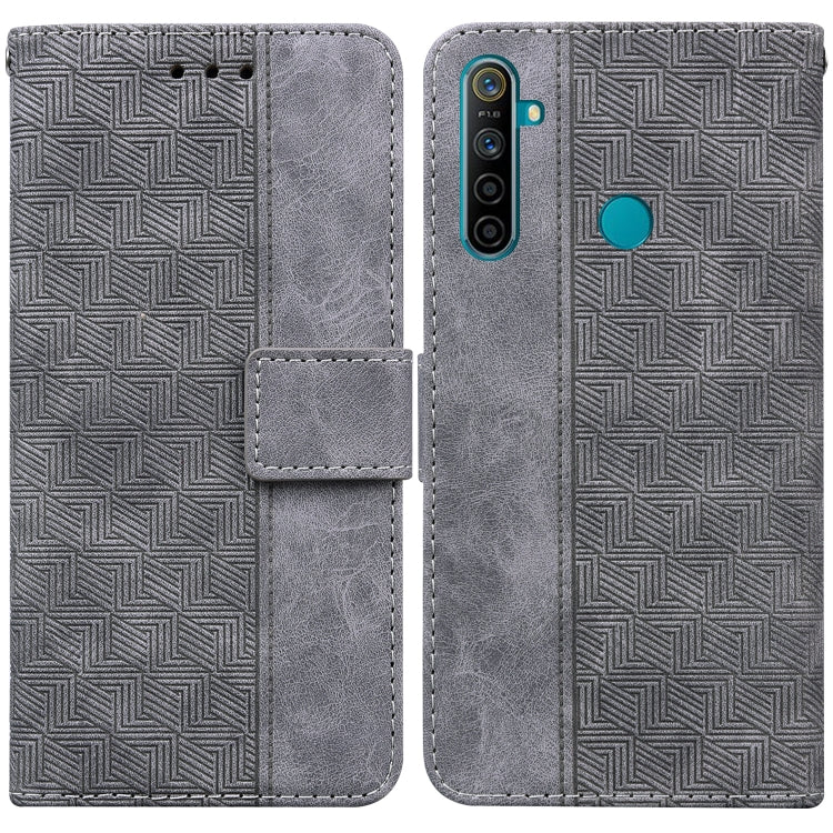 For OPPO Realme 5 / 5s / 6i Geometric Embossed Leather Phone Case