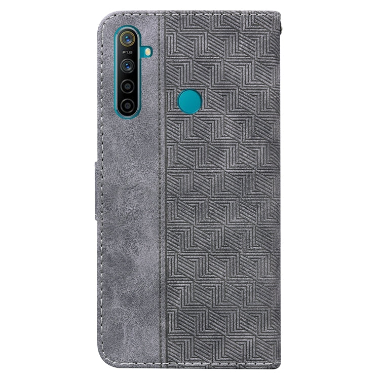 For OPPO Realme 5 / 5s / 6i Geometric Embossed Leather Phone Case