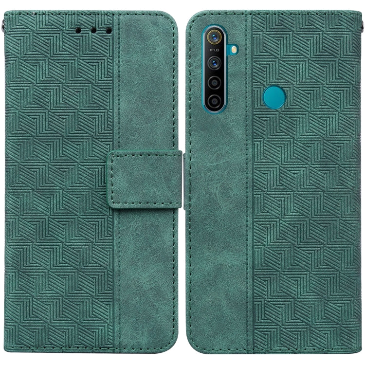 For OPPO Realme 5 / 5s / 6i Geometric Embossed Leather Phone Case