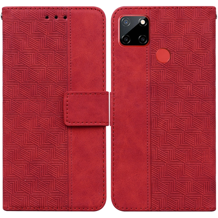 For OPPO Realme C12 / Narzo 20 Geometric Embossed Leather Phone Case