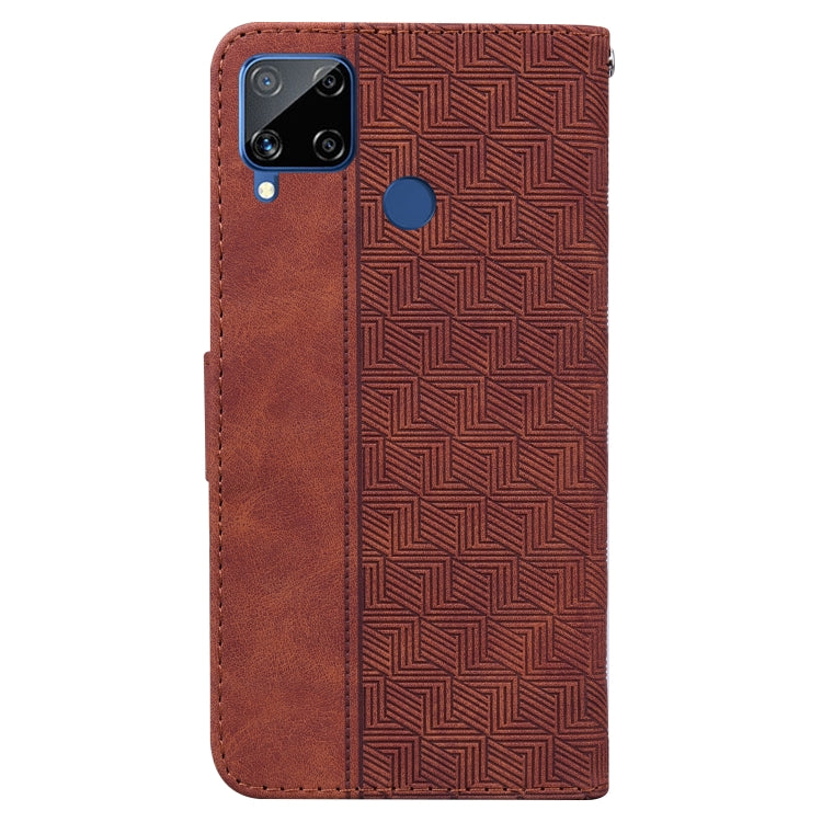 For OPPO Realme C15 Geometric Embossed Leather Phone Case