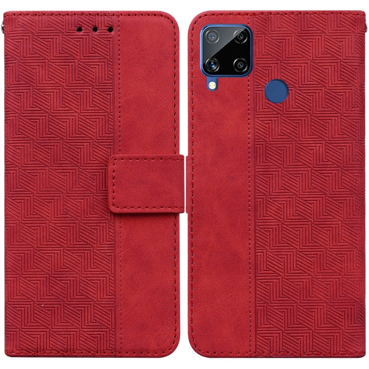 For OPPO Realme C15 Geometric Embossed Leather Phone Case