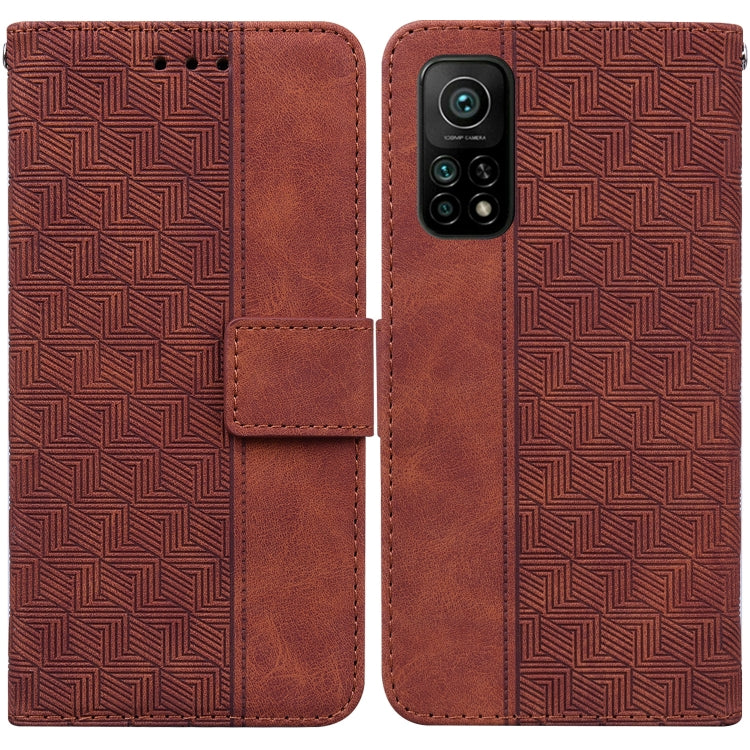 For Xiaomi Mi 10T Pro 5G / 10T 5G Geometric Embossed Leather Phone Case