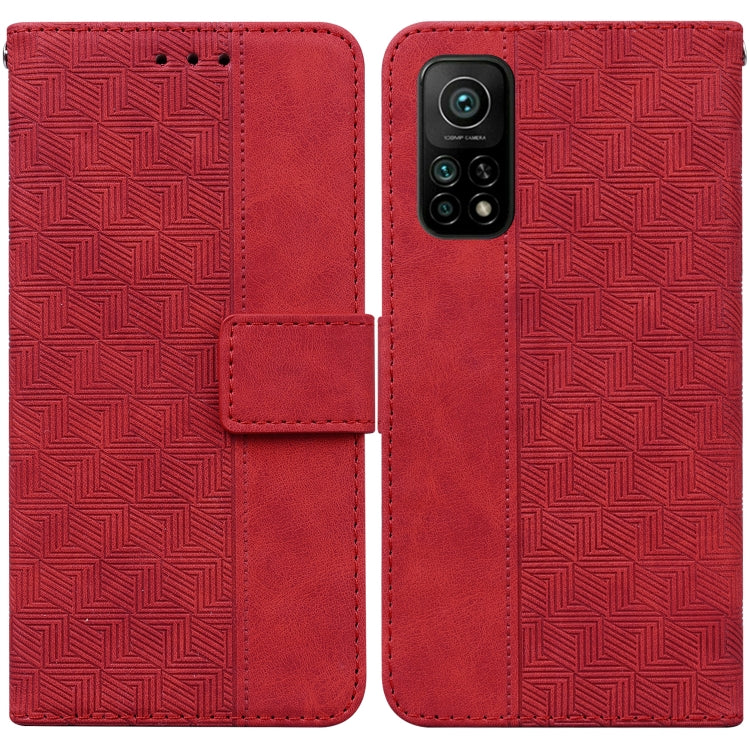 For Xiaomi Mi 10T Pro 5G / 10T 5G Geometric Embossed Leather Phone Case