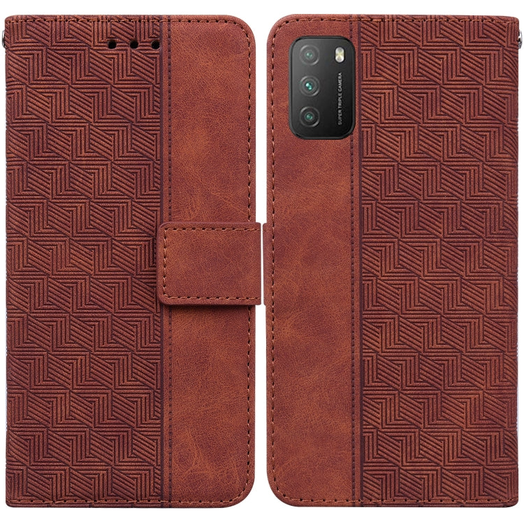 For Xiaomi Poco M3 / Redmi 9 Power Geometric Embossed Leather Phone Case