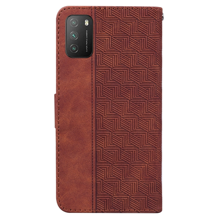 For Xiaomi Poco M3 / Redmi 9 Power Geometric Embossed Leather Phone Case