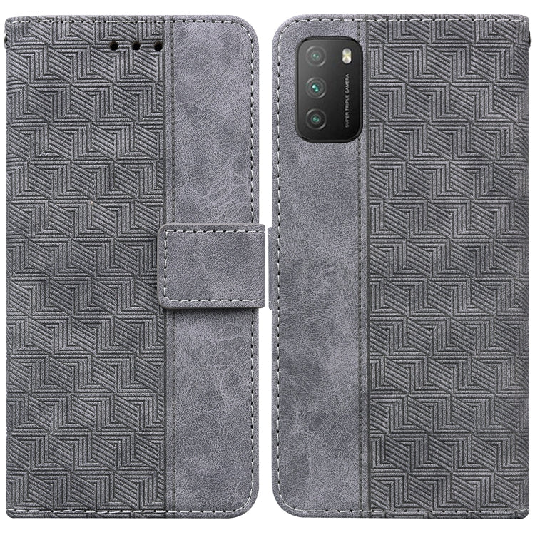 For Xiaomi Poco M3 / Redmi 9 Power Geometric Embossed Leather Phone Case