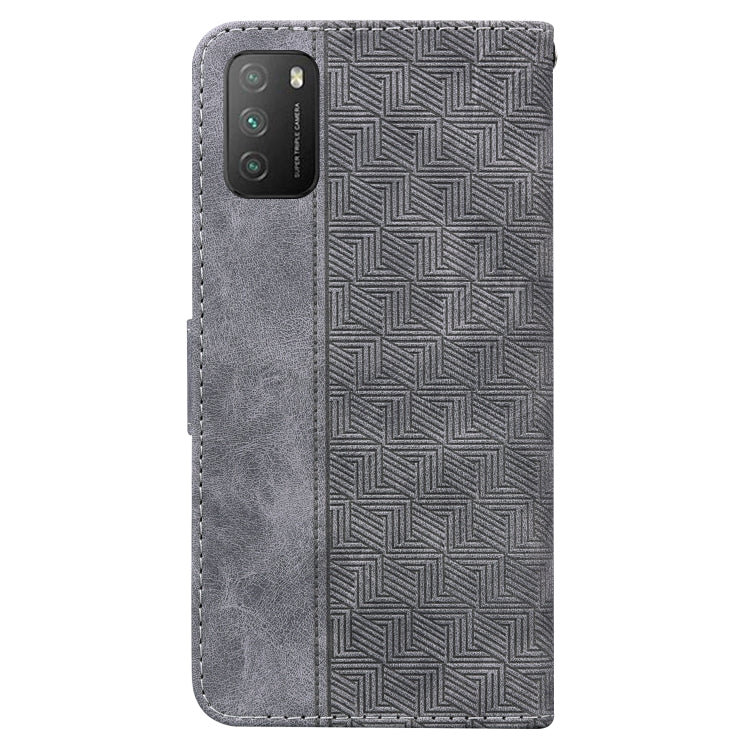 For Xiaomi Poco M3 / Redmi 9 Power Geometric Embossed Leather Phone Case