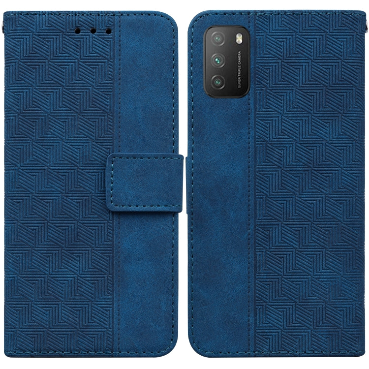 For Xiaomi Poco M3 / Redmi 9 Power Geometric Embossed Leather Phone Case